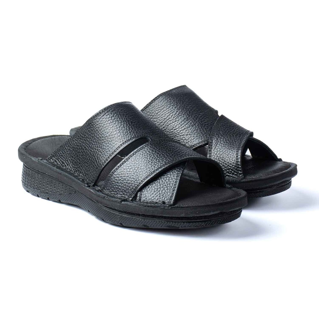 [503] Asal TX Men’s Leather Slippers (Floater) (40, Black)