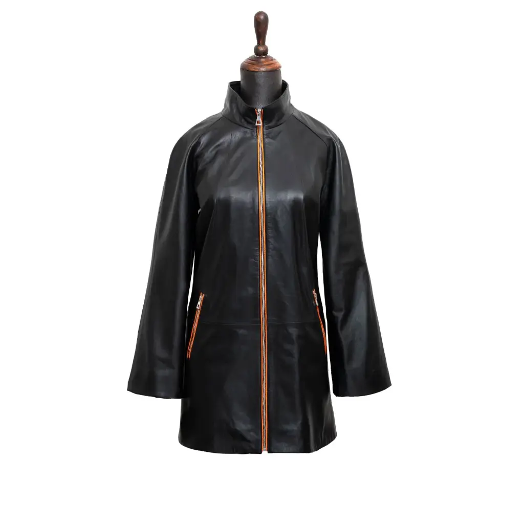 [156] Silvana Women's Leather Coat (Nappa) (Black, L)