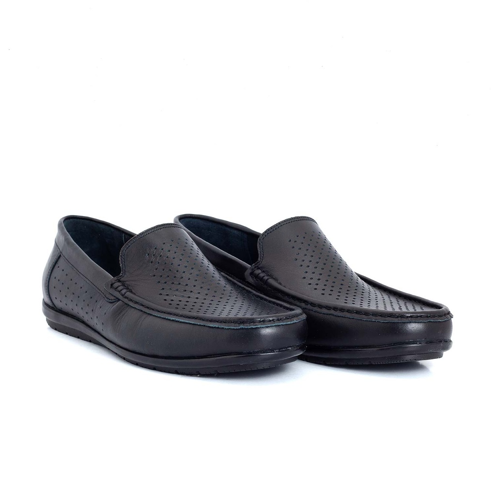 [626] Letman Men's Summer Slip-On Shoes (Nappa) (Black, 40)