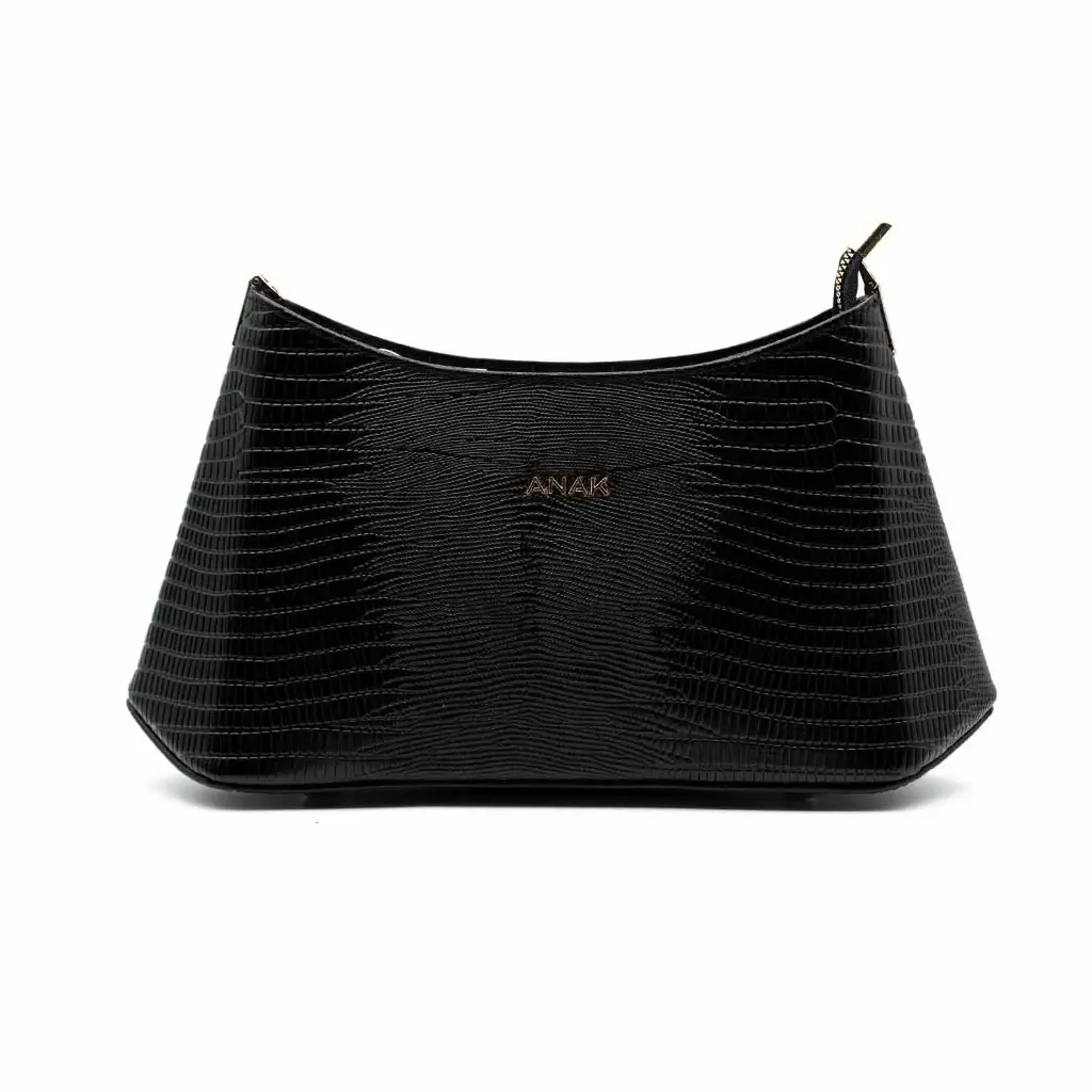 [869] Women's Arousha Clutch Bag (Lizard-Nappa) (Black)