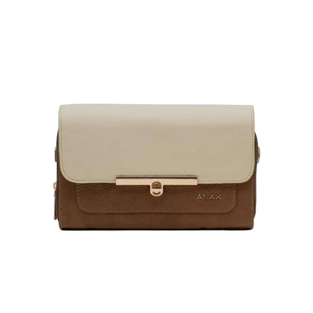 [872] Ronet crossbody Bag (Floater) (Brown - White)