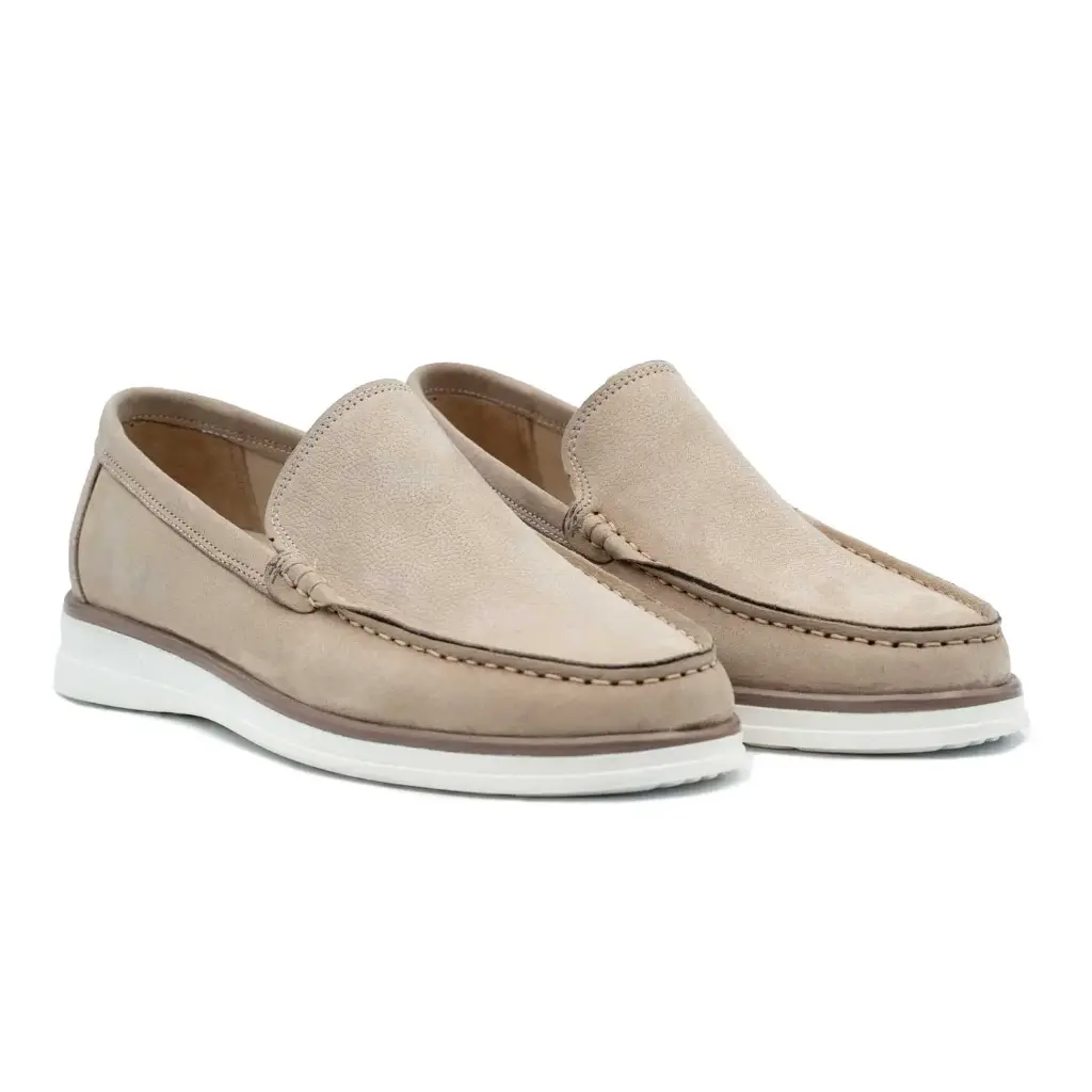 [672] Sorena Slip on comfortable shoes (Nubuck) (Beige, 40)